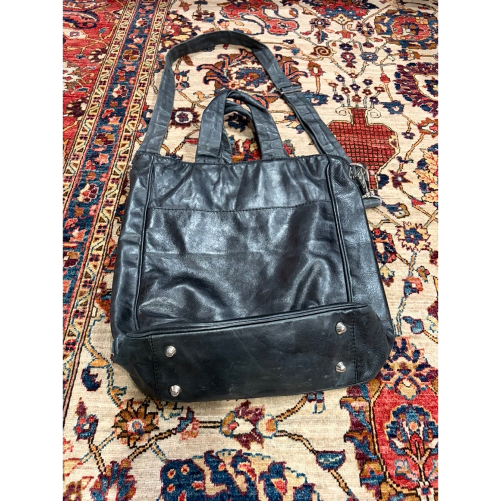 Orciani Black Leather Tote Shoulder Bag Italian Designer